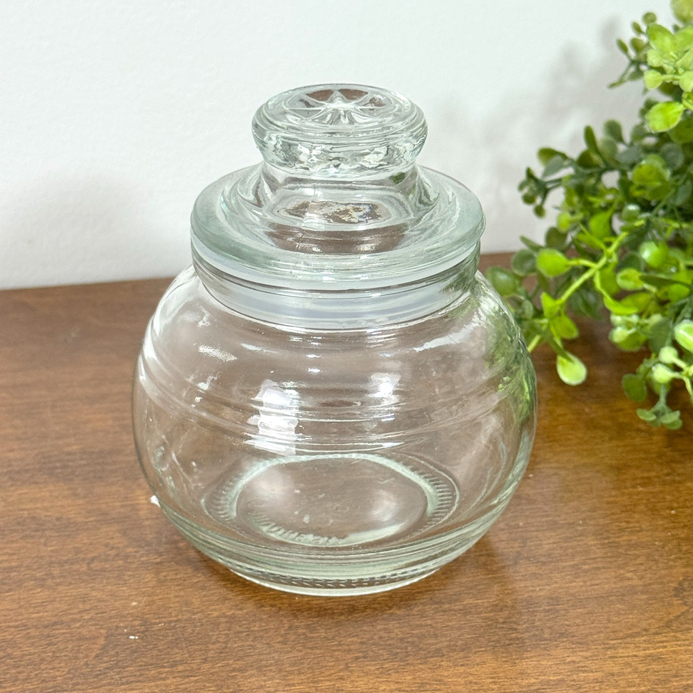 Clear Glass Apothecary Candy Cookie Storage Jar with Lid Made in Indonesia